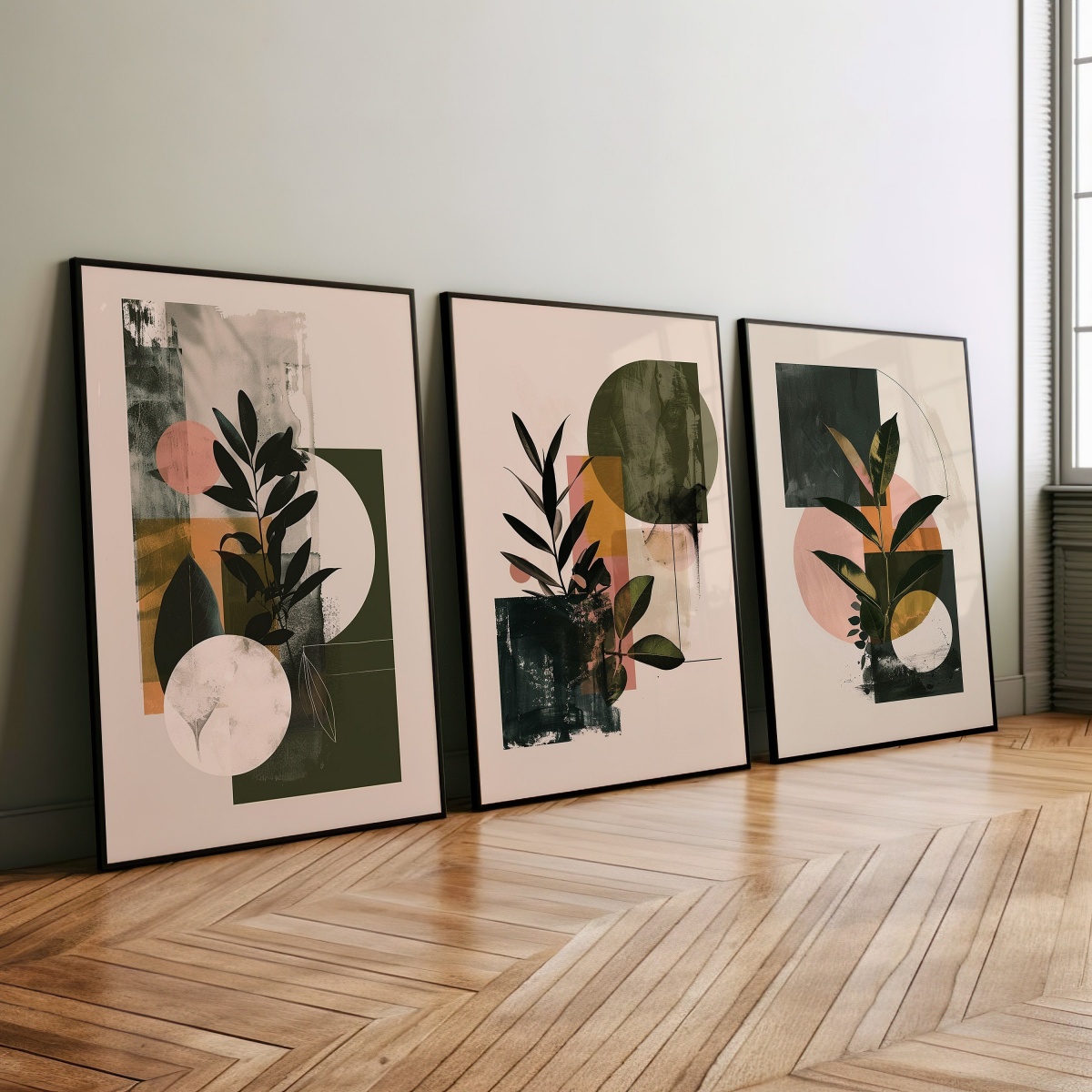 Abstract Canvas Set - 3-teiliges Set Boho Geometrische Abstrakte Leinwanddrucke