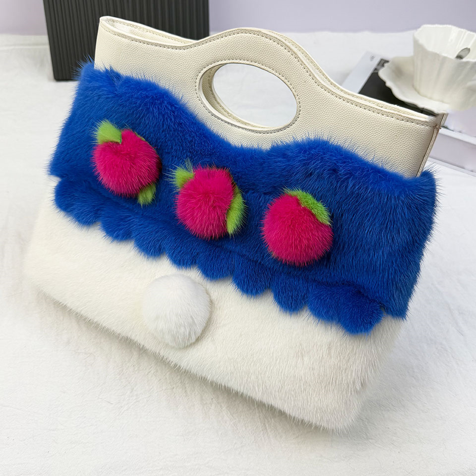 Interior Design High End - Luxuriöse Nerzfell-Tragetasche Plüsch-Handtasche für Damen Designer-Damentasche