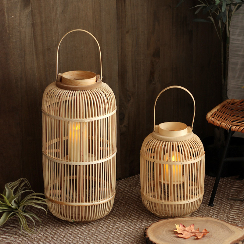 Candle Holder Decor - Handgefertigte Bambus-Windlampe, Boden-Kerzenhalter, Teezimmer, Hotel, Musterraum,