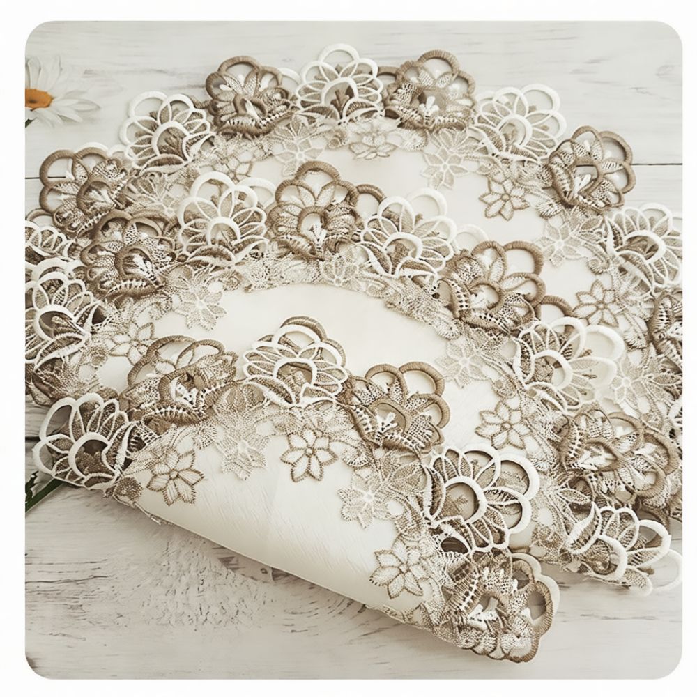 Table Runner - Exquisite runde Spitzen-Tischsets, bestickte Tischmatten, dekorative