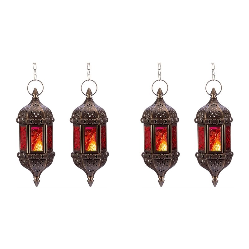 Candle Holder Decor - AB34-4 Stück Hängende Sechseckige Dekorative Marokkanische