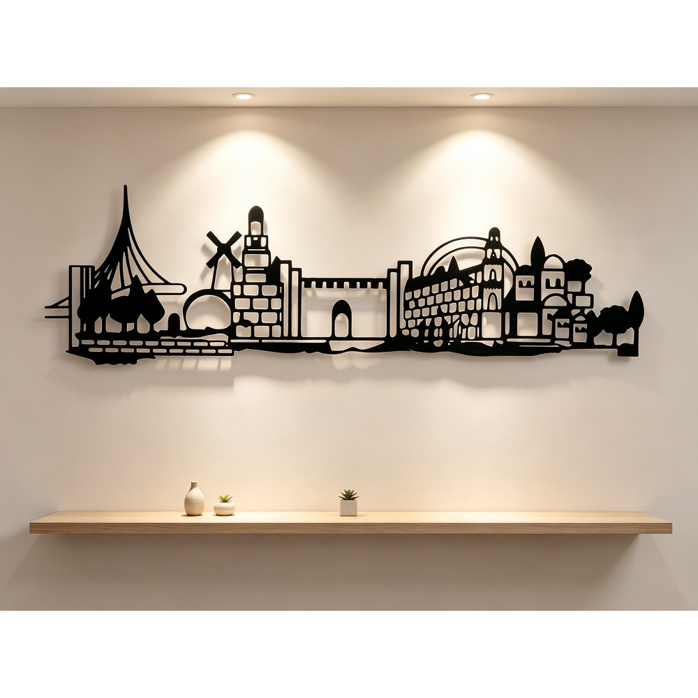 Wall Art - CIFBUY Metall-Wandkunst, Jerusalem Skyline Dekoration, Vintage