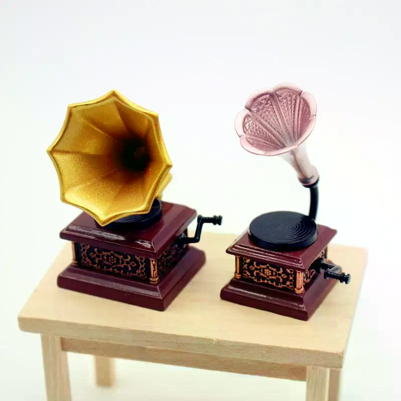 Interior Design Living Room - Puppenhaus Vintage Phonograph Miniaturen Modell Wohnzimmer
