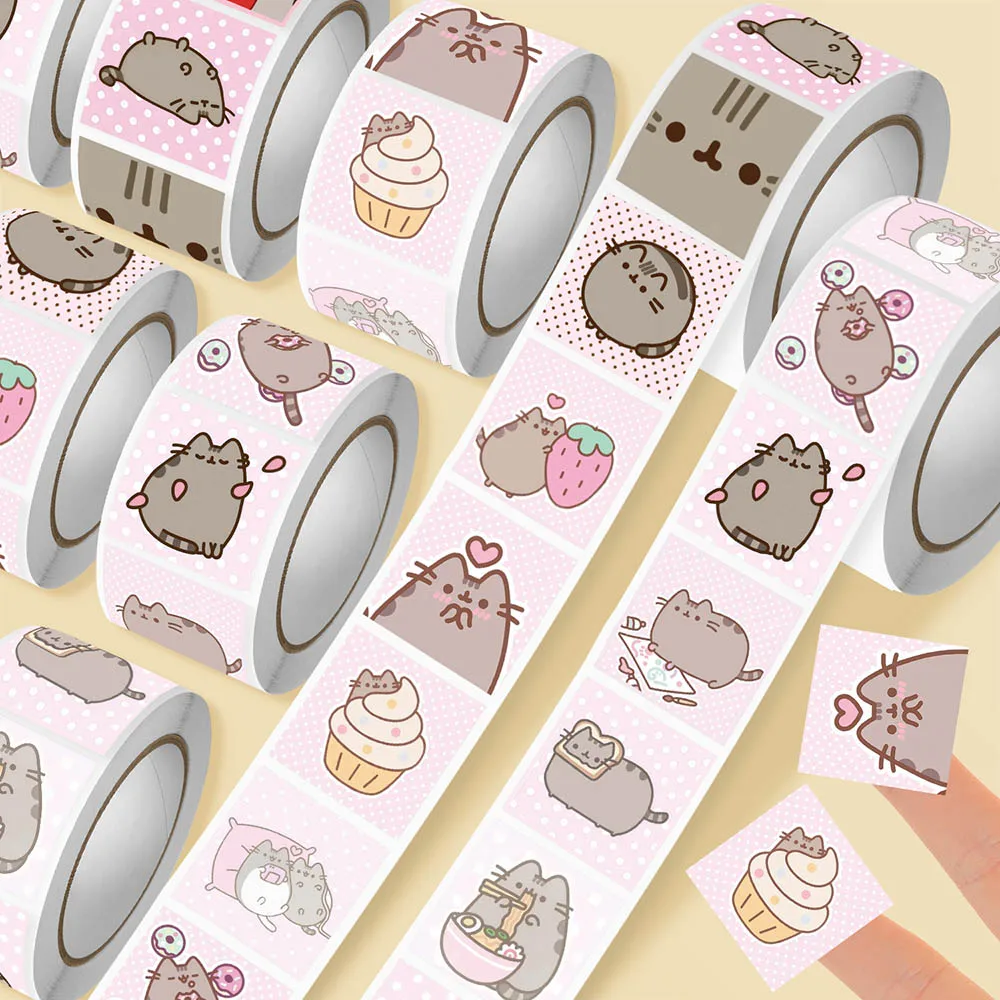 Wall Sticker - Hou 500 Stück Pusheen Cartoon-Katzen-Rollaufkleber, wasserfeste