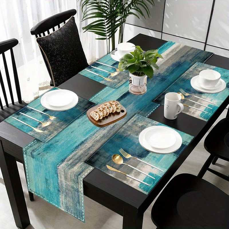Table Runner - VIKAMA Morandi Abstrakte Tischläufer-Set mit Tischsets,