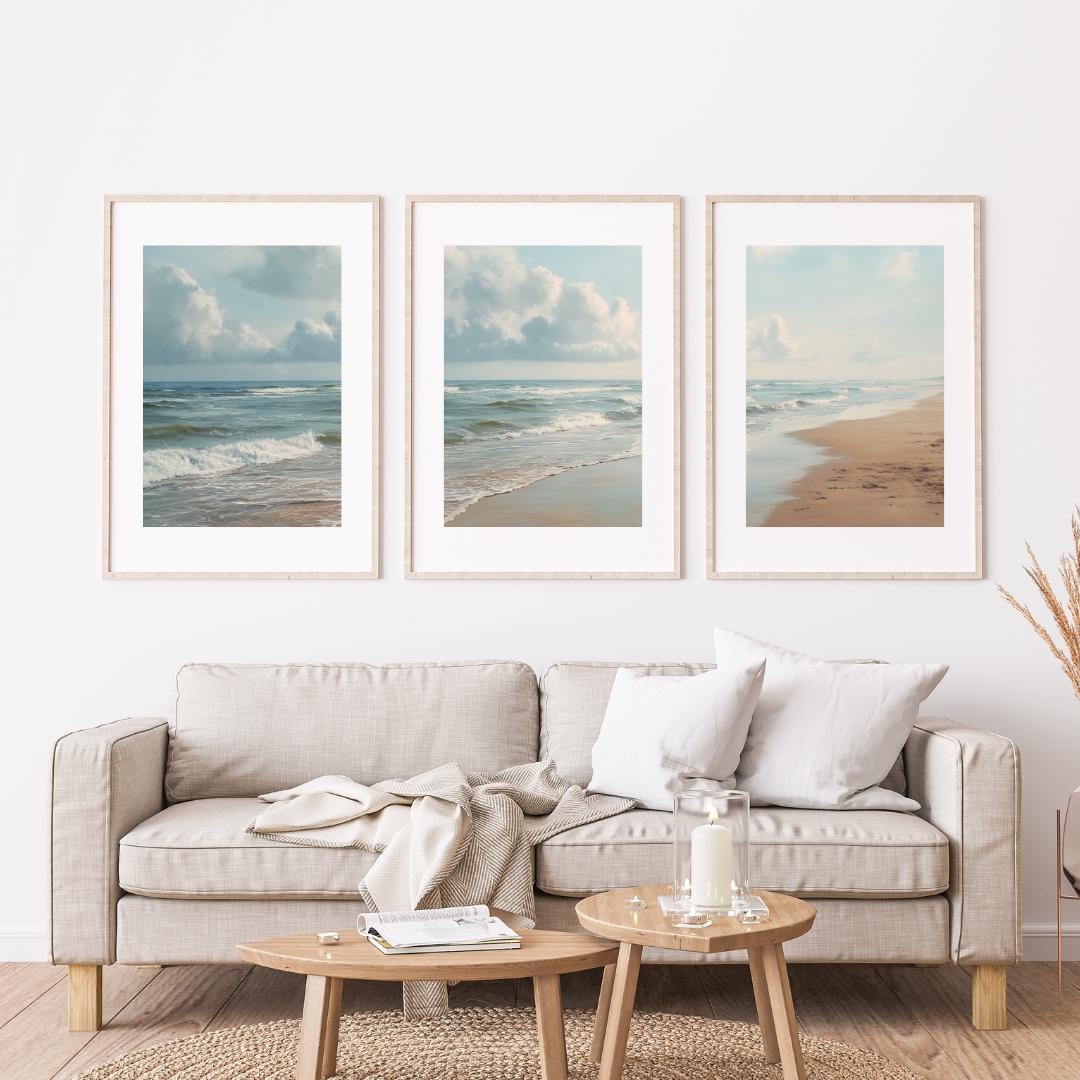 Set aus 3 Ozean-Strand-Triptyc – Abstract Canvas Set Bewertung und Preis