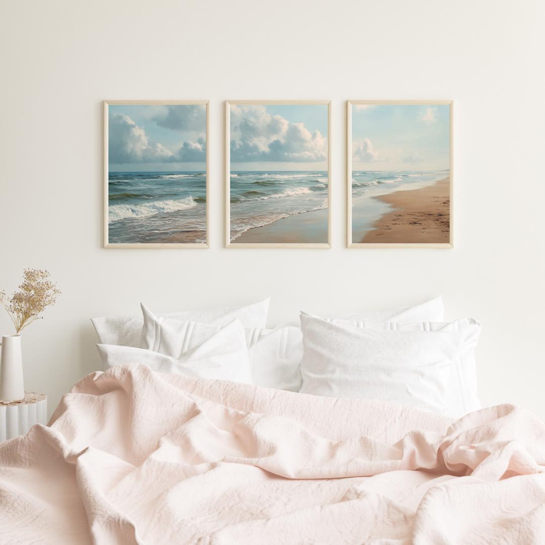 Set aus 3 Ozean-Strand-Triptyc – Abstract Canvas Set Bewertung und Preis