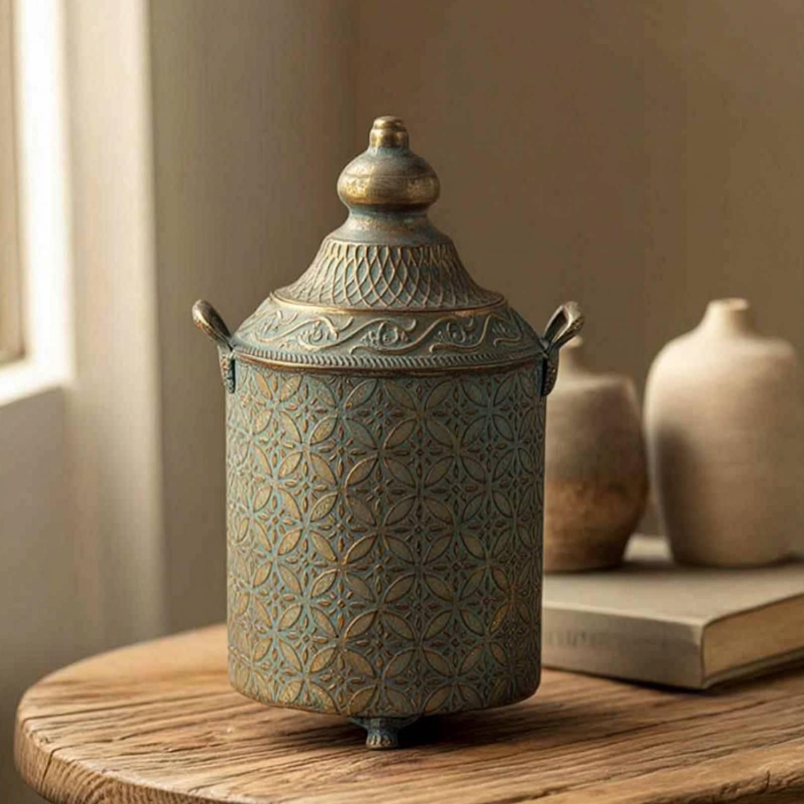 Patinierte Metall-Dekorvase, G – Vase Decor Bewertung und Preis