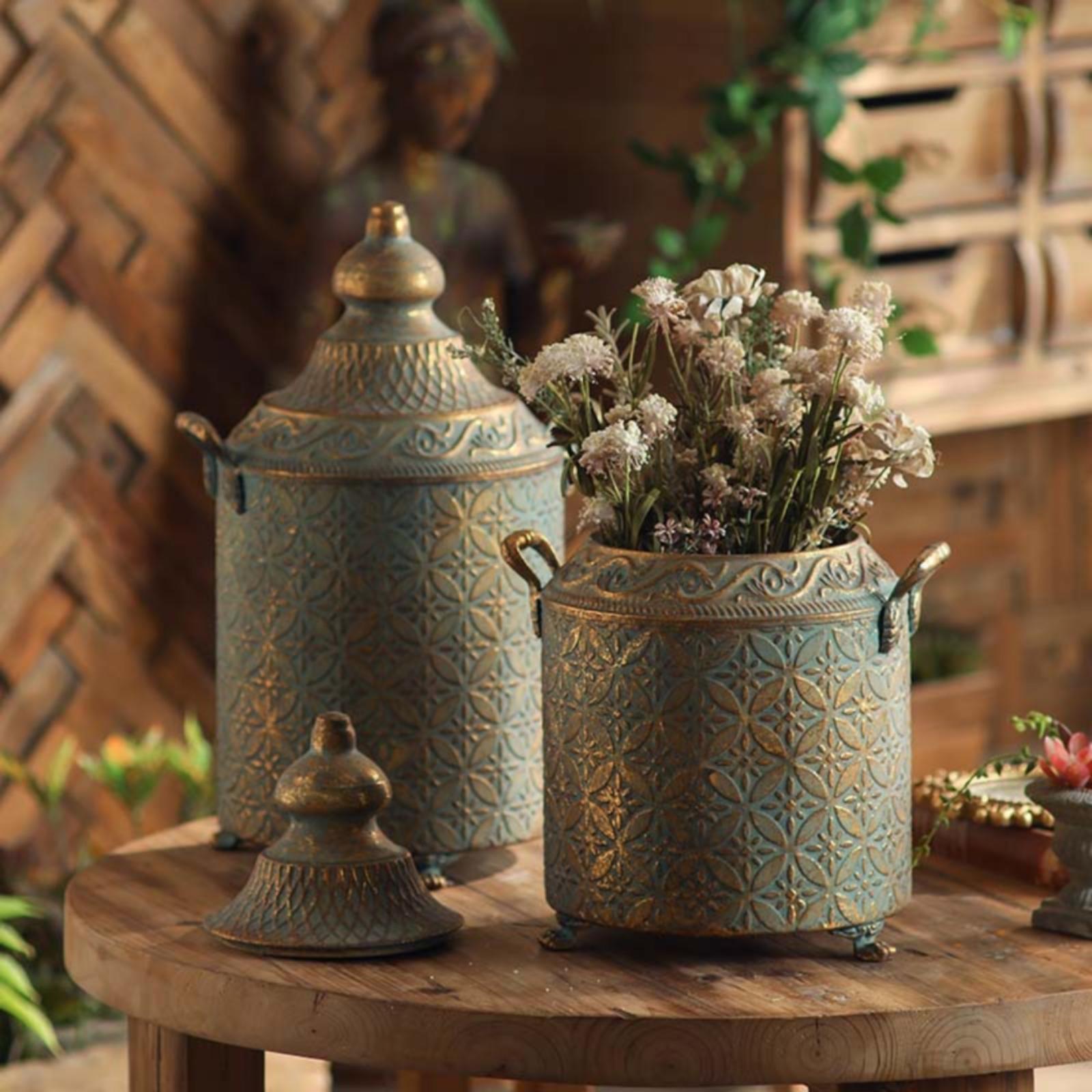 Patinierte Metall-Dekorvase, G – Vase Decor Bewertung und Preis