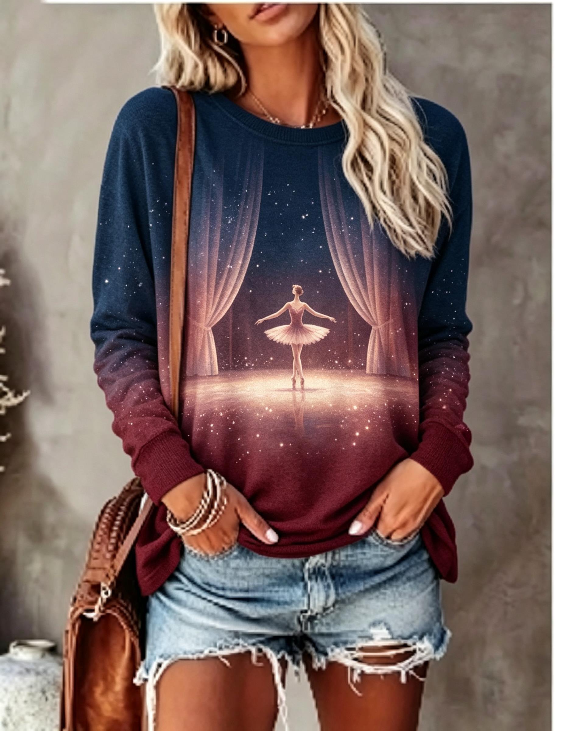 Damen Langarm-T-Shirt mit Ball – Curtain Curtain Bewertung und Preis