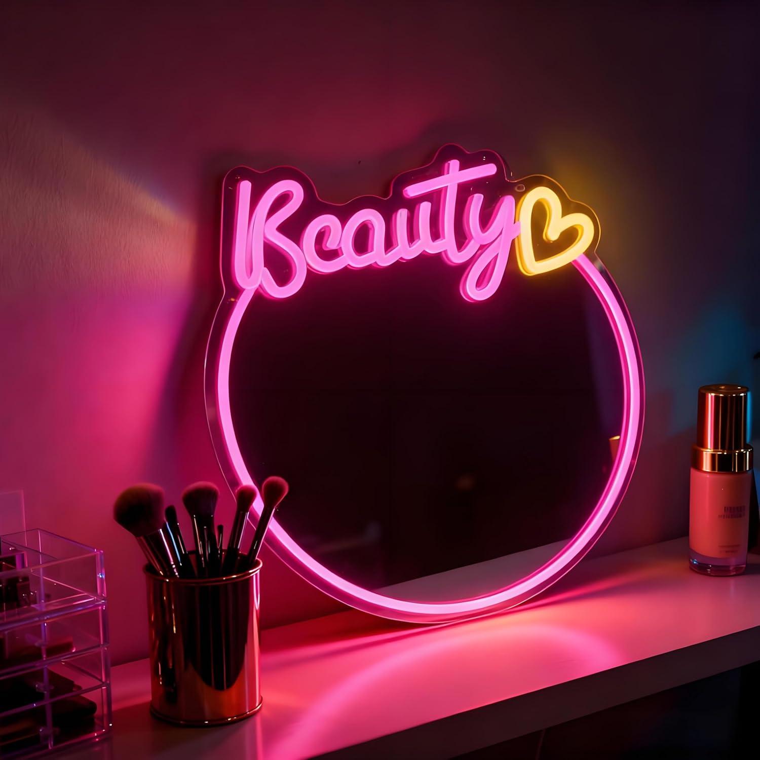 Schönheitsspiegel-Neonschild,  – Decorative Mirror Bewertung und Preis