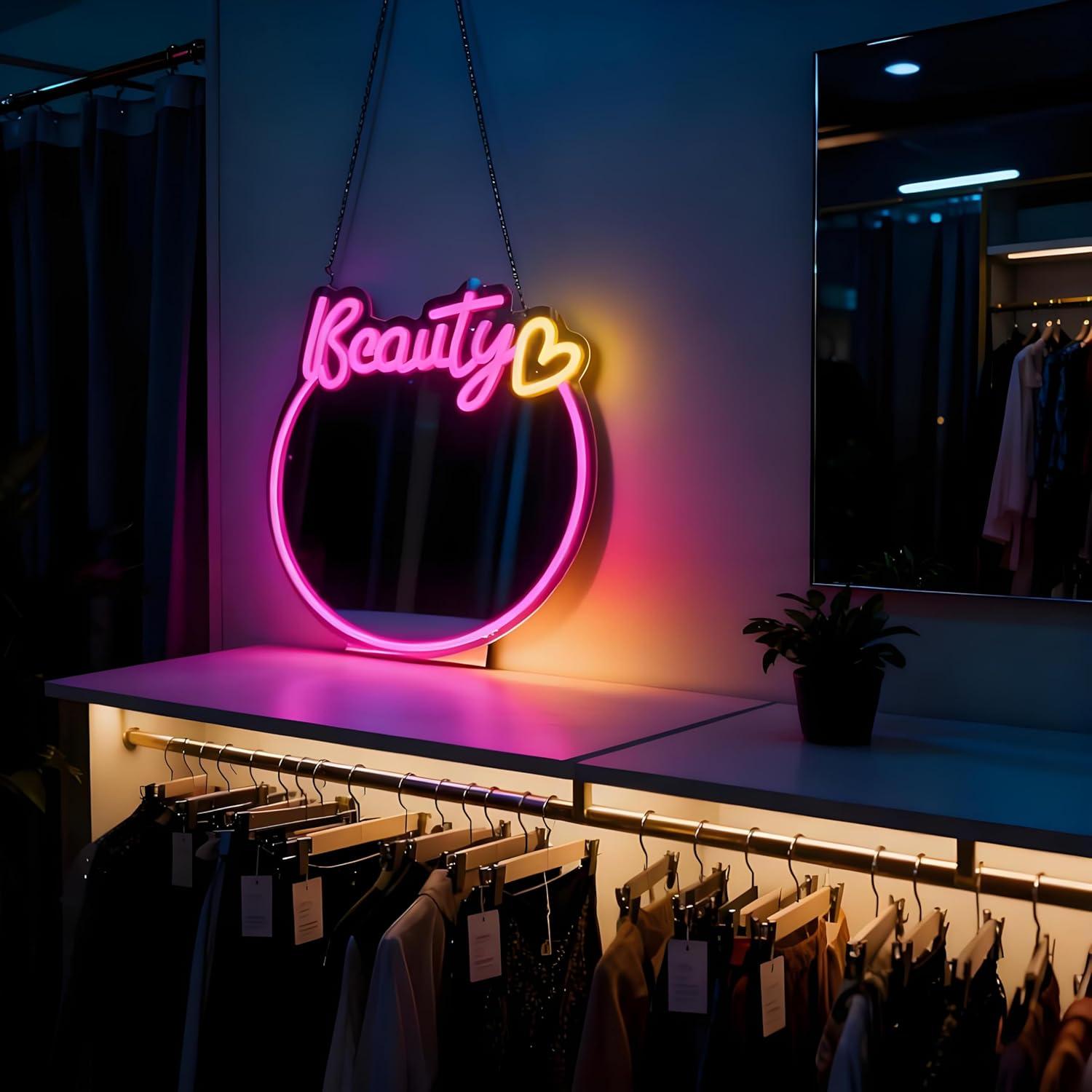 Schönheitsspiegel-Neonschild,  – Decorative Mirror Bewertung und Preis